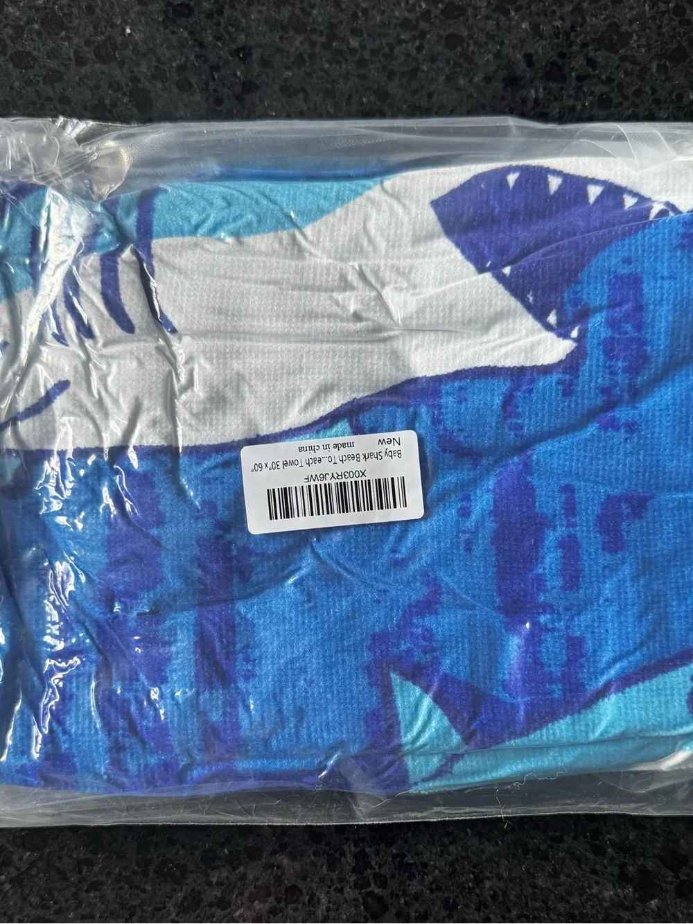 NEW in ORIGINAL package Blue Shark Print Microfiber Towel